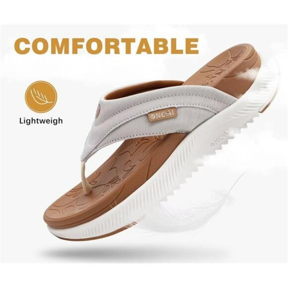 Womens Orthotic Flip Flops Arch Support Cushioned Walking Sandals Size 6 12 - Picture 5 of 7